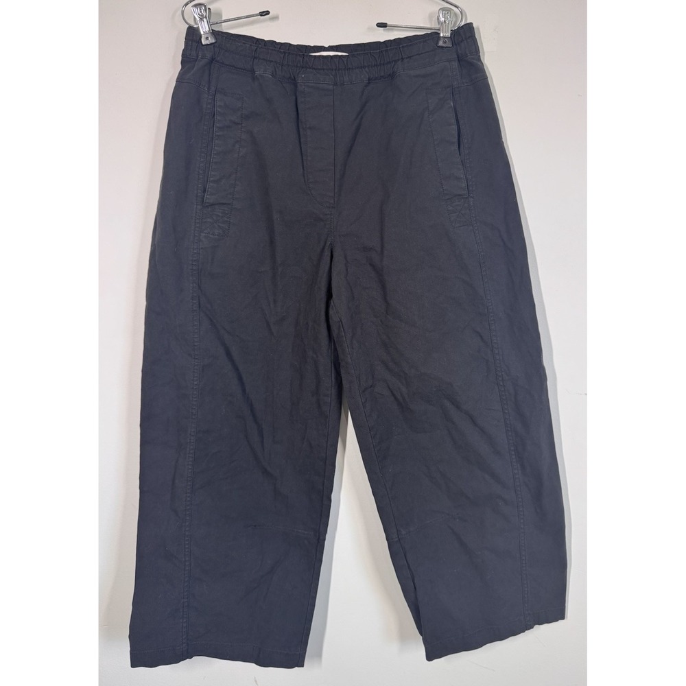 Banana Republic Black High Rise Pull On Barrel Pants Womens M Goth Modern Preppy